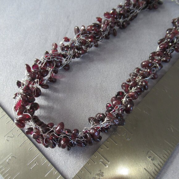 Ethereal Garnet Necklace, Multi Strand Braided, Princess Length - Picture 6 of 6